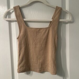 Tan Ribbed Women's Tank Top
